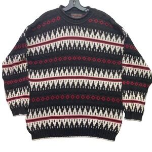 Vintage Jantzen Sweater Mens Large Aztec Holiday AOP Pull Over Career Preppy